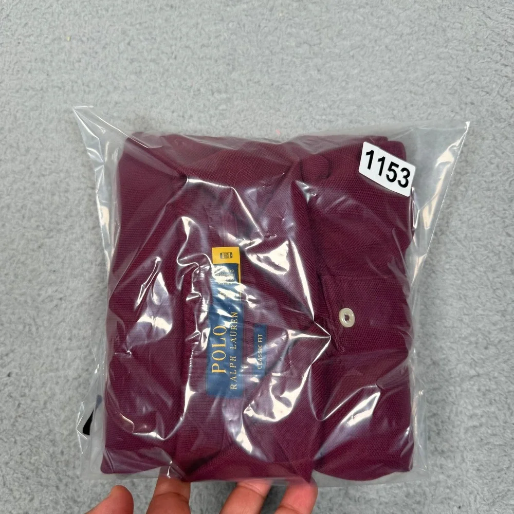 Polo Ralph Lauren Mens XL Classic Fit Long Sleeve Polo Shirt Burgundy‎ Cotton